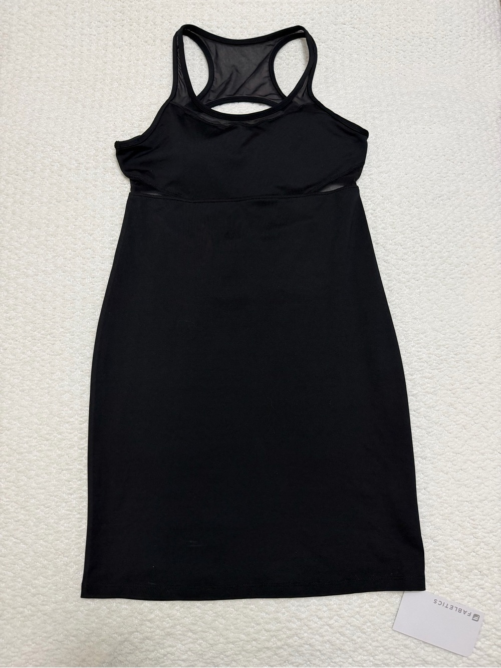 Fabletics Tropez Dress Black Mesh Cut-Out Strappy Back Women’s Size Large NWT - Picture 6 of 13